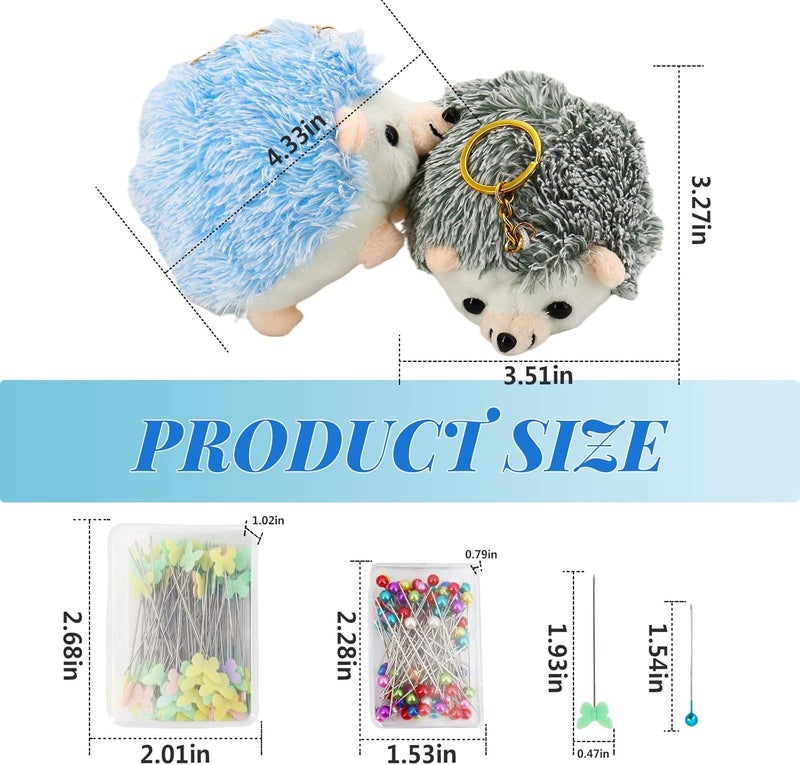 SolidGnik 2 Hedgehog Sewing Pincushion with 200 Pieces Sewing Pins Set for Sewing DIY Projects - Image 4